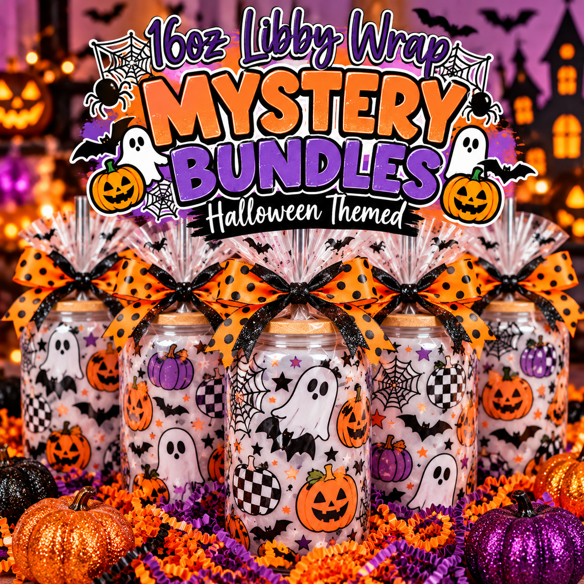 16oz UV DTF Libby Wrap Bundles - Halloween Themed (15ct)