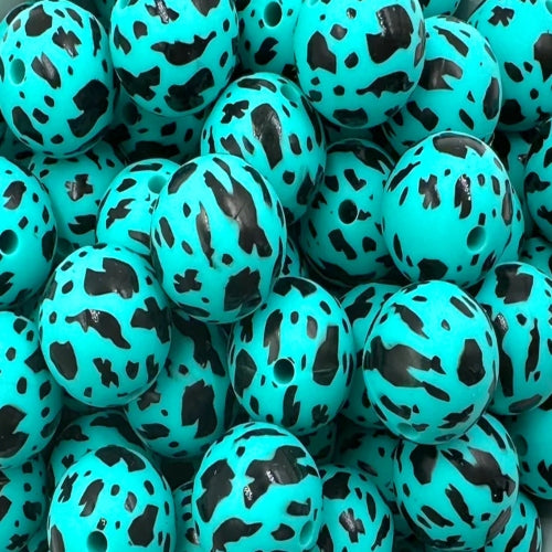 P426 TURQUOISE COW SPLATTER 15MM PRINT (1ct)