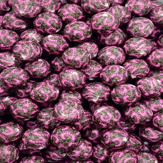 P614 PINK WESTERN FLORAL 15MM PRINT (1ct)