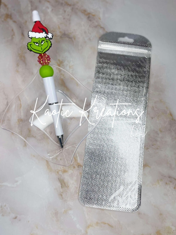 PRE-MADE BEADED PEN - GRINCH RED HAT