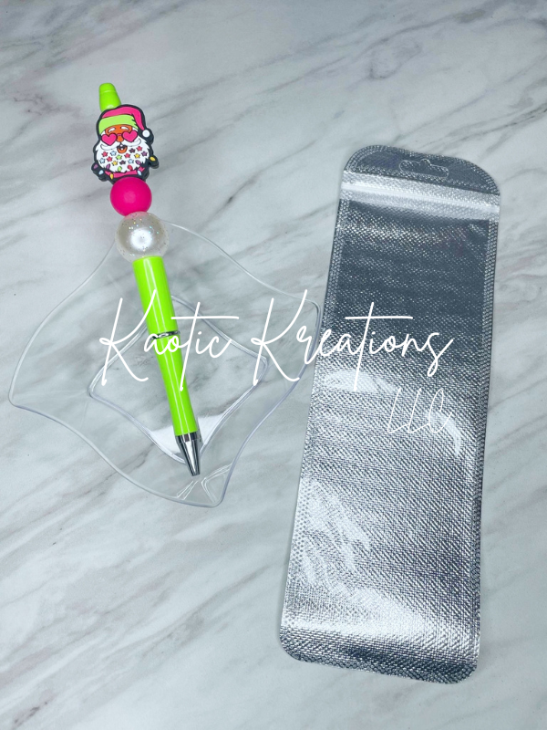 PRE-MADE BEADED PEN - NEON SANTA