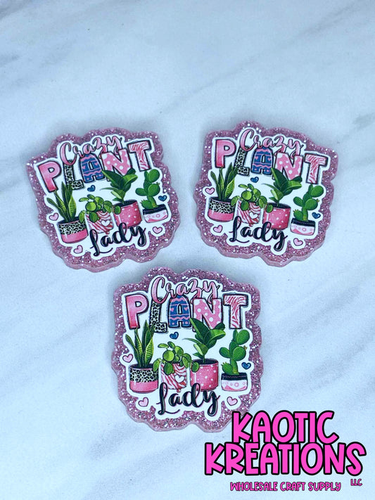 FLATBACK ACRYLIC CRAZY PLANT LADY F297 (1ct)
