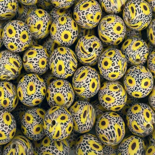 P686 SUNFLOWER LEOPARD 15MM PRINT (1ct)