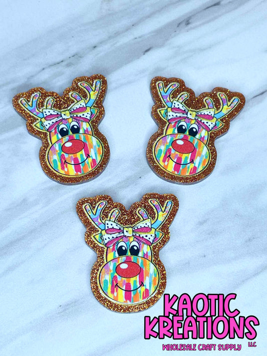 FLATBACK ACRYLIC RED NOSE REINDEER F628 (1ct)