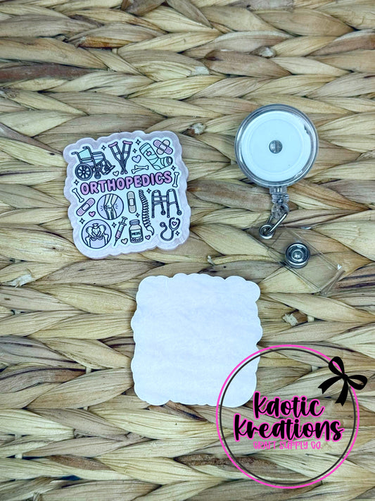*CUSTOM* FLATBACK ACRYLIC 53mm X 53mm ORTHOPEDICS F175 (1ct)