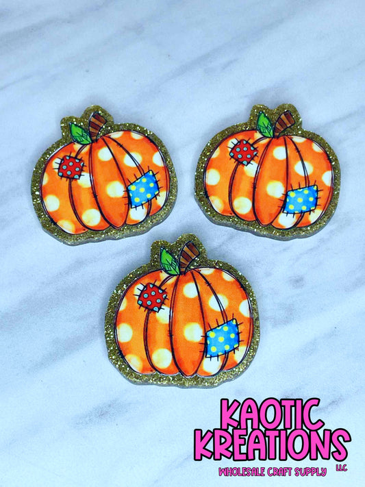 FLATBACK ACRYLIC SPOTTED PUMPKIN F640 (1ct)