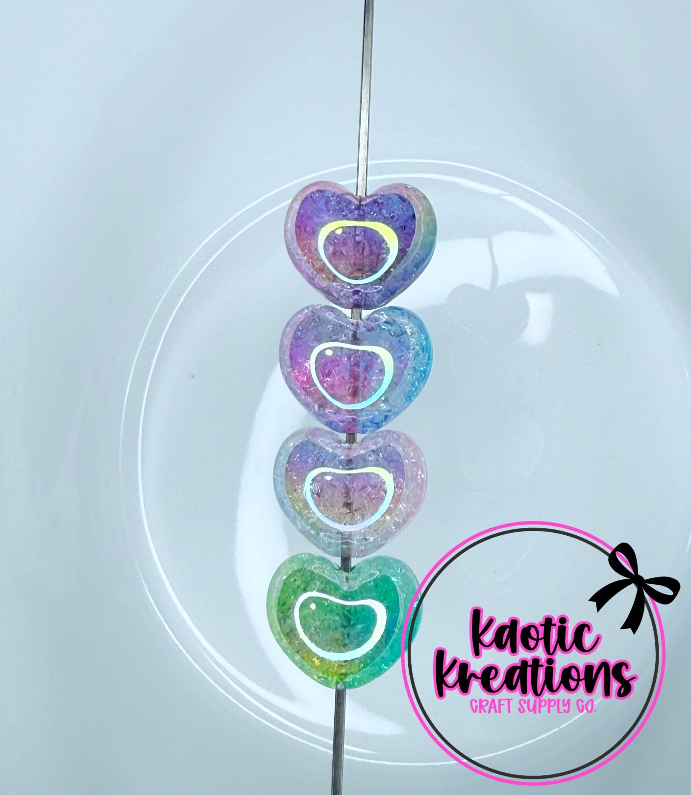 22MM ACRYLIC OMBRE HEART BEAD H2 (1ct)