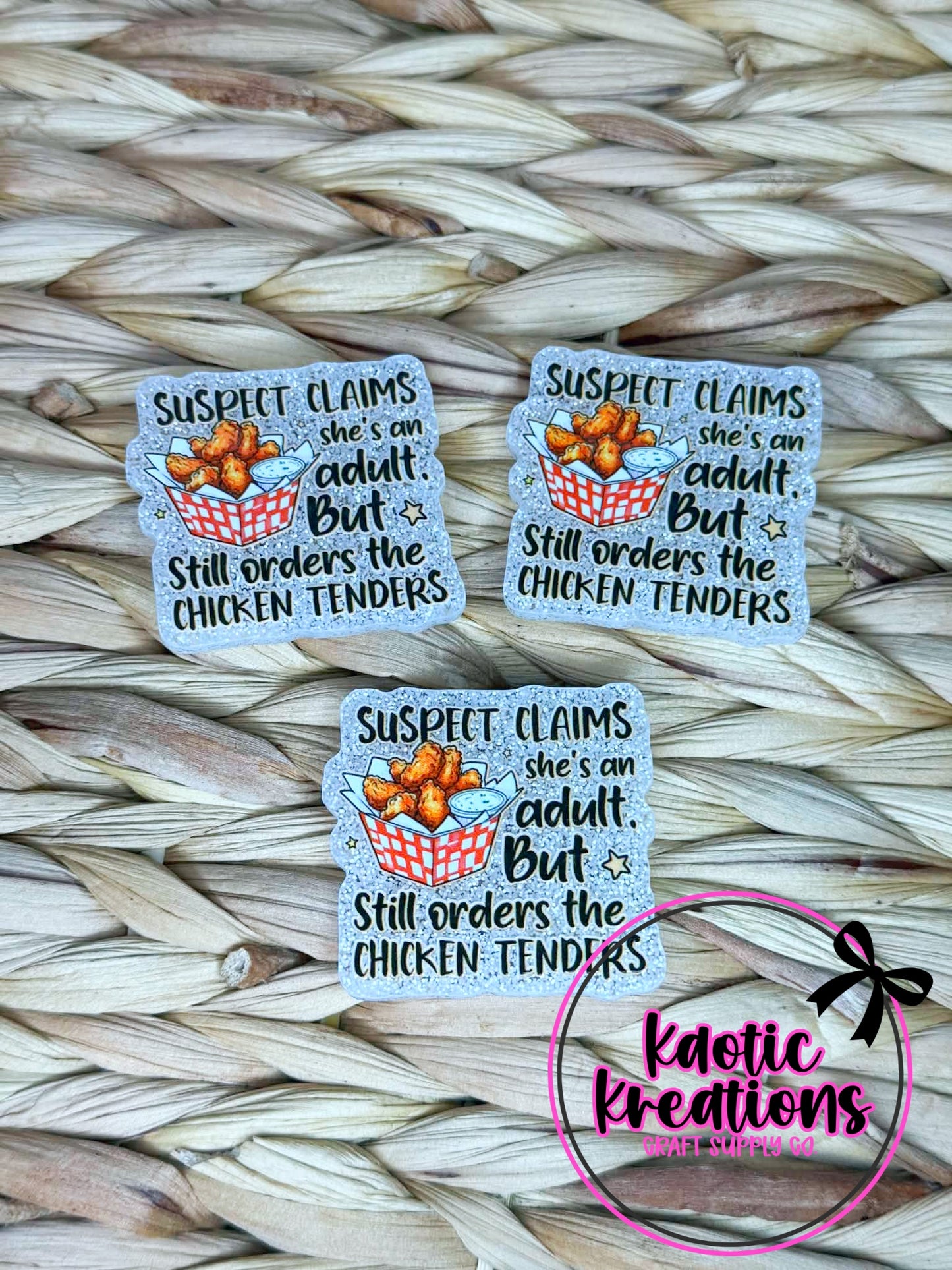 *CUSTOM* FLATBACK ACRYLIC 42mm X 37mm CHICKEN TENDERS F13 (1ct)