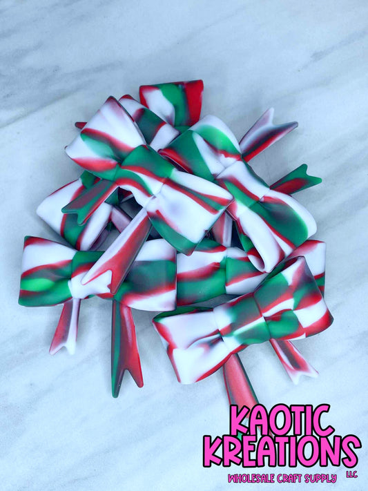 BEADABLE JUMBO SILICONE BOW CHRISTMAS SWIRL (1ct)