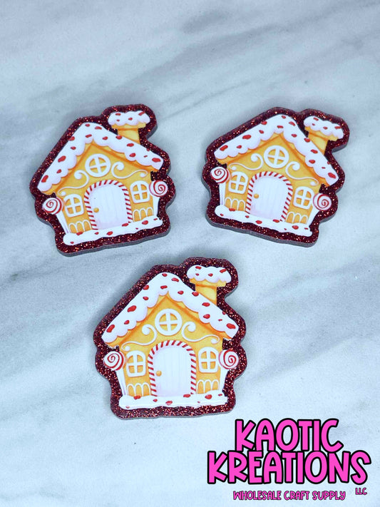 FLATBACK ACRYLIC GINGERBREAD HOUSE F533 (1ct)