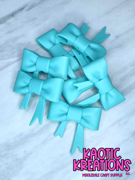 BEADABLE JUMBO SILICONE BOW SOLID TEAL (1ct)