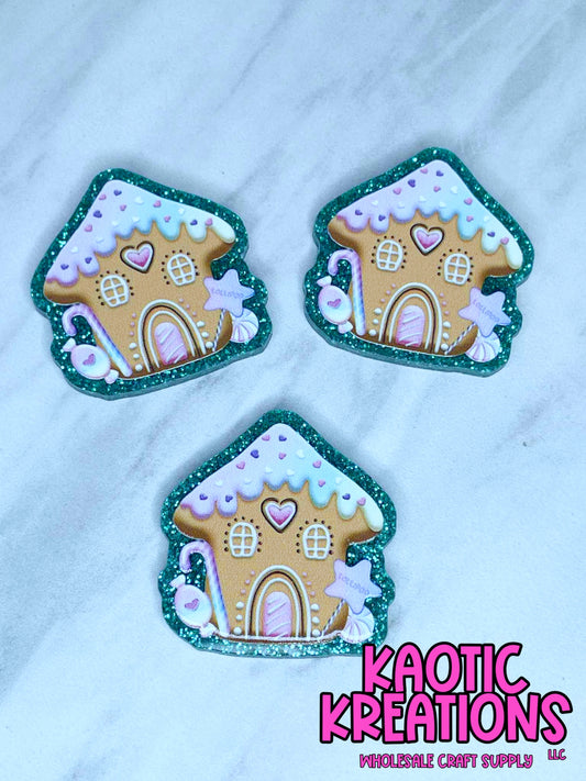 FLATBACK ACRYLIC GINGERBREAD HOUSE F441 (1ct)