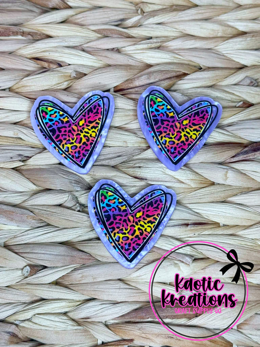 *CUSTOM* FLATBACK ACRYLIC LEOPARD HEART F31 (1ct)