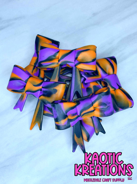 BEADABLE JUMBO SILICONE BOW HALLOWEEN SWIRL (1ct)