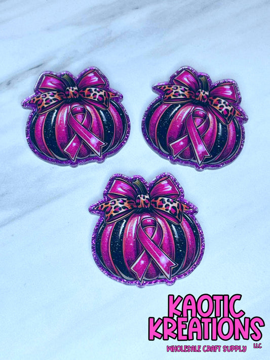 FLATBACK ACRYLIC PINK RIBBON PUMPKIN F593 (1ct)