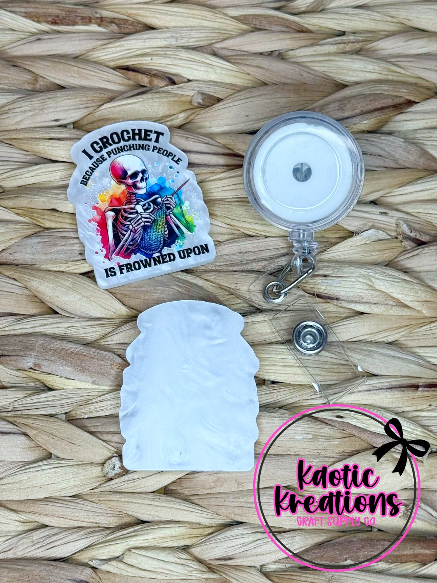 *CUSTOM* FLATBACK ACRYLIC 33mm X 42mm I CROCHET F234 (1ct)