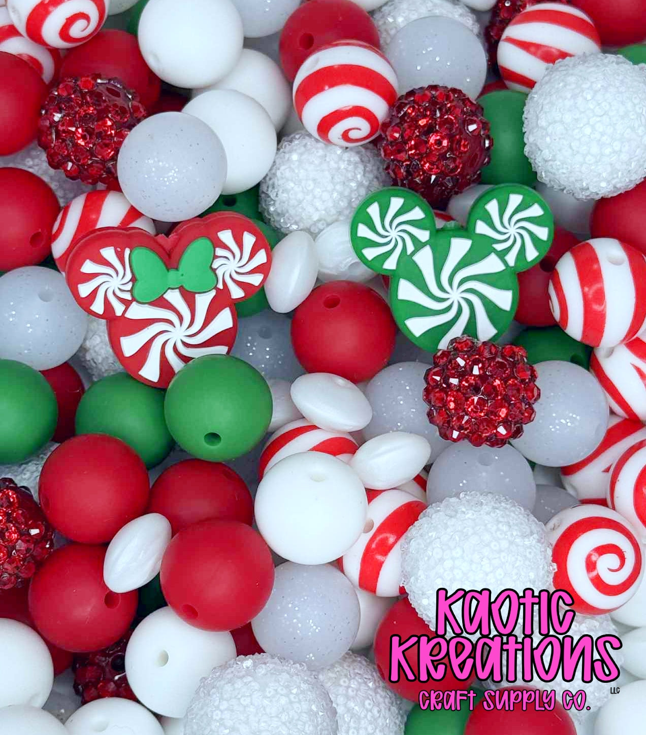 PEPPERMINT MOUSE ACRYLIC SILICONE BEAD MIX #30 (26ct)
