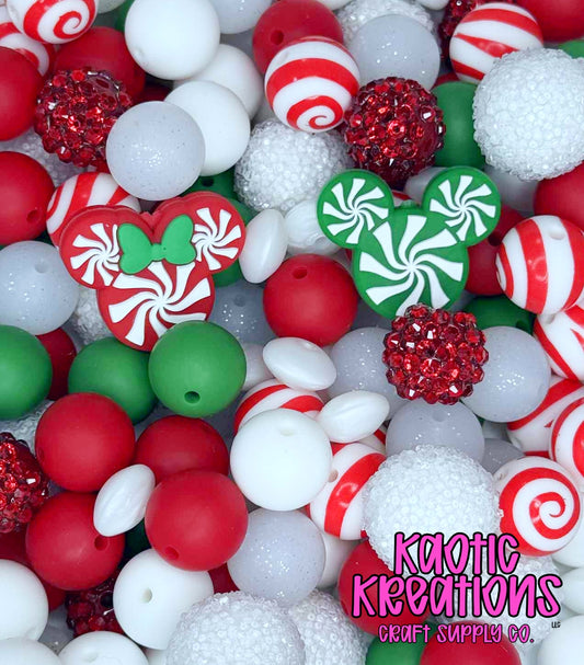 PEPPERMINT MOUSE ACRYLIC SILICONE BEAD MIX #30 (26ct)