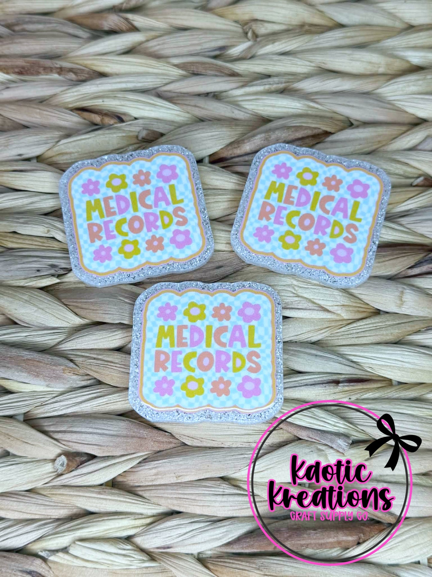 *CUSTOM* FLATBACK ACRYLIC 42mm X 40mm MEDICAL RECORDS F56 (1ct)