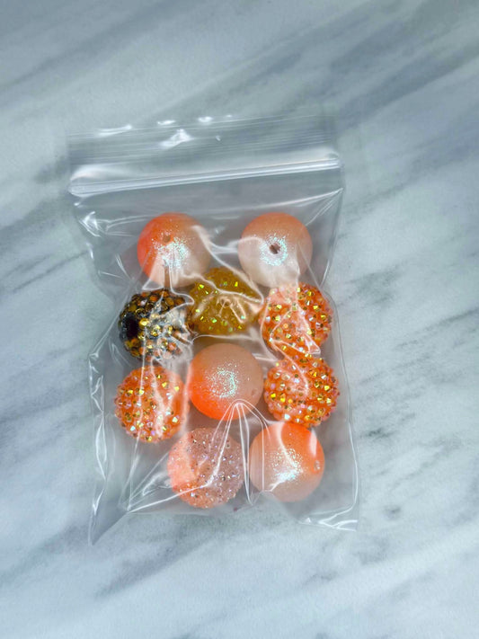 (SHOP DESTASH) 20MM ACRYLIC BEADS SHADES OF ORANGE SD4 (10ct)