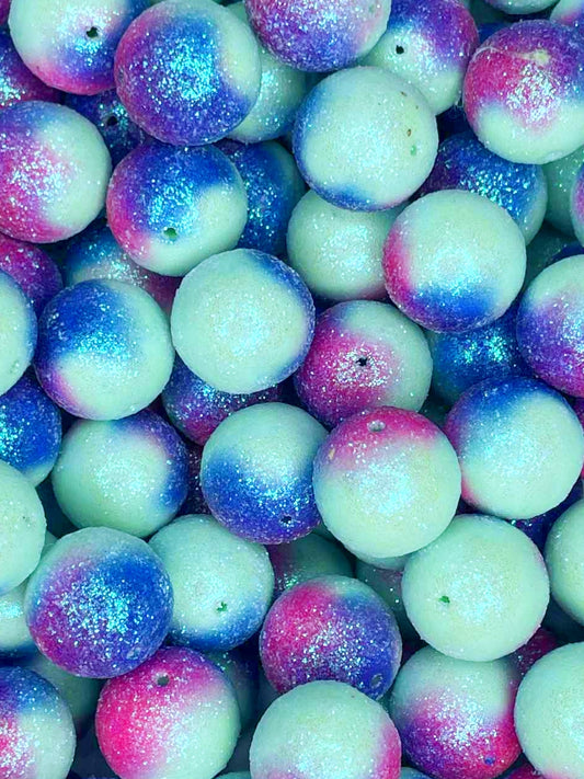 SUGAR SHIMMER ACRYLIC BEAD MINT/BLUE/FUCHSIA OMBRE (1ct)