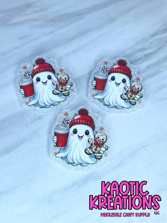 FLATBACK ACRYLIC CUTE CHRISTMAS GHOST F539 (1ct)