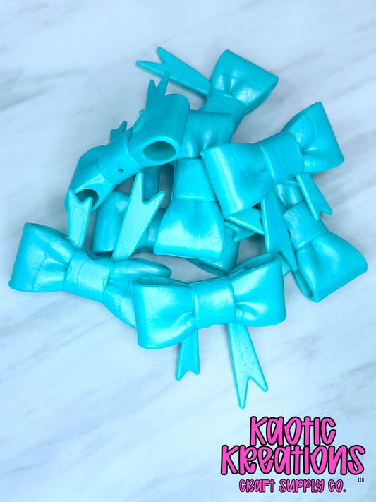 BEADABLE JUMBO SILICONE BOW TEAL PEARL (1ct)