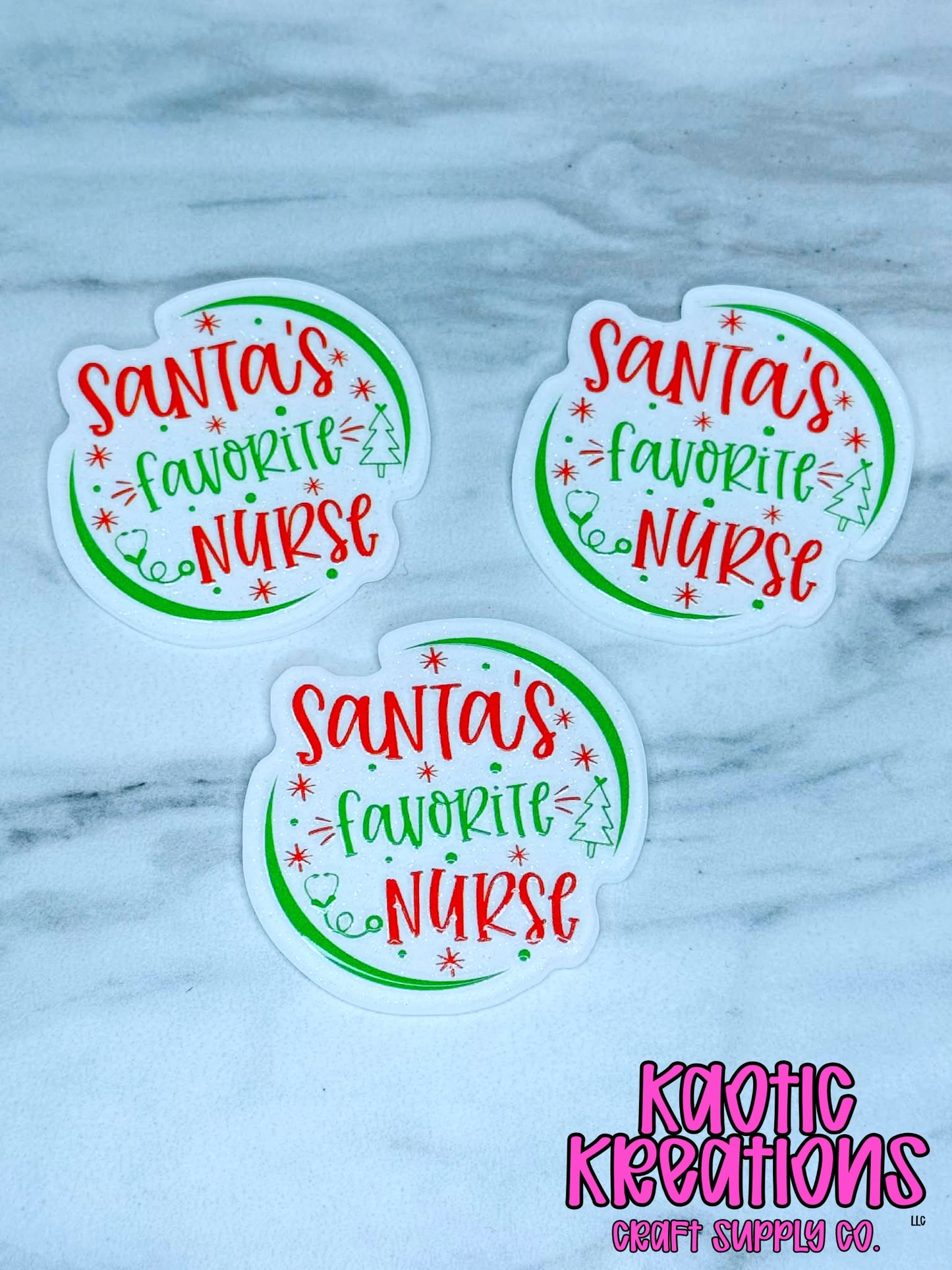 FLATBACK ACRYLIC SANTA'S FAVORITE NURSE F16 (1ct)
