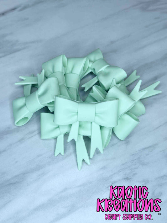 BEADABLE JUMBO SILICONE BOW MINT GREEN (1ct)