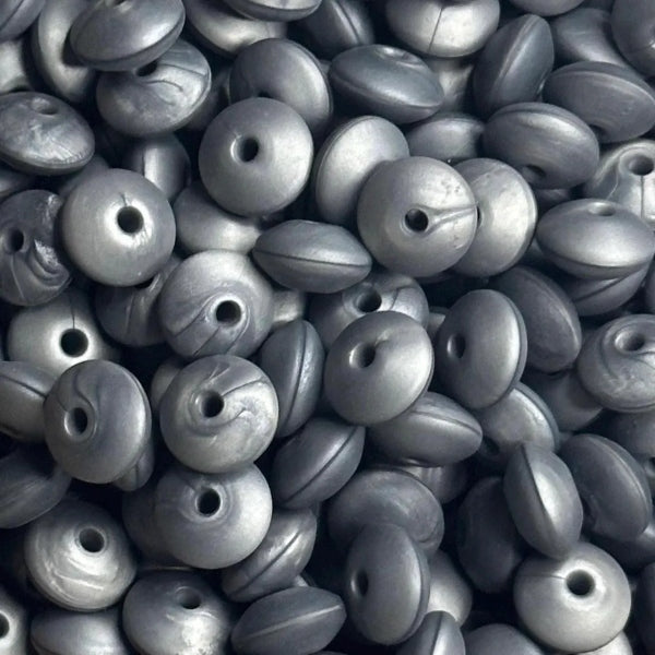 WHOLESALE PACK - 12MM LENTIL #12 SILVER MARBLE (25ct)