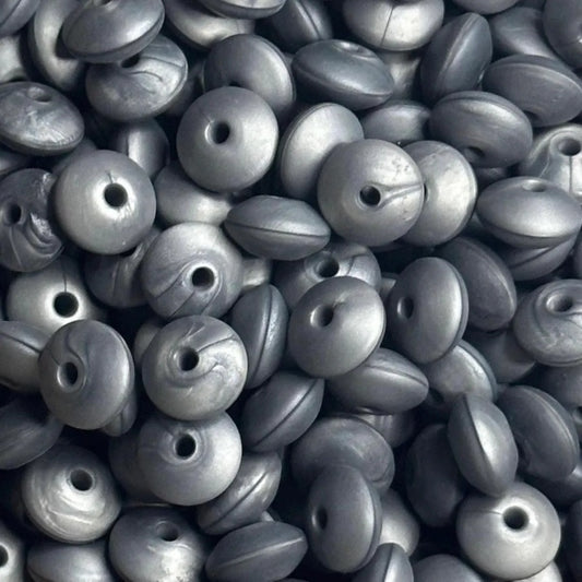 WHOLESALE PACK - 12MM LENTIL #12 SILVER MARBLE (25ct)