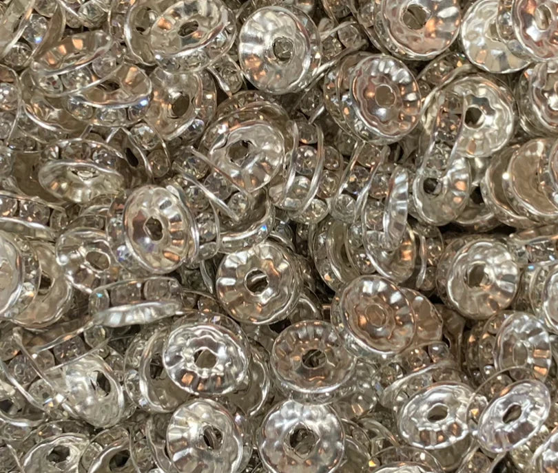 WHOLESALE - CLEAR 10MM RHINESTONE SPACER 50 PACK